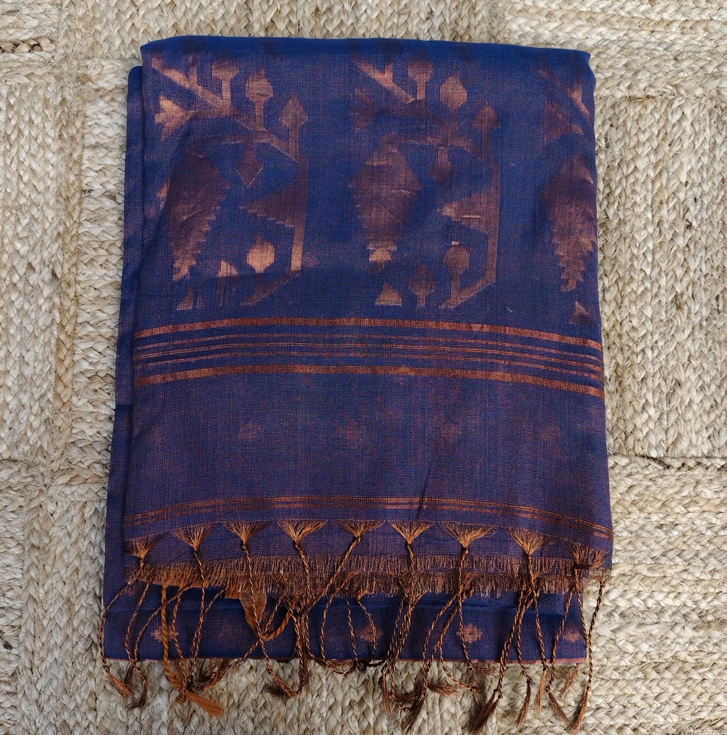 Tissue Jamdani, Peacock Blue