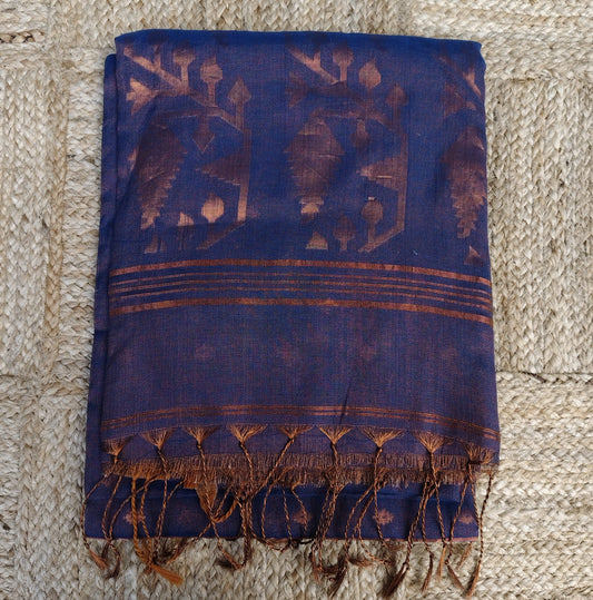 Tissue Jamdani, Peacock Blue