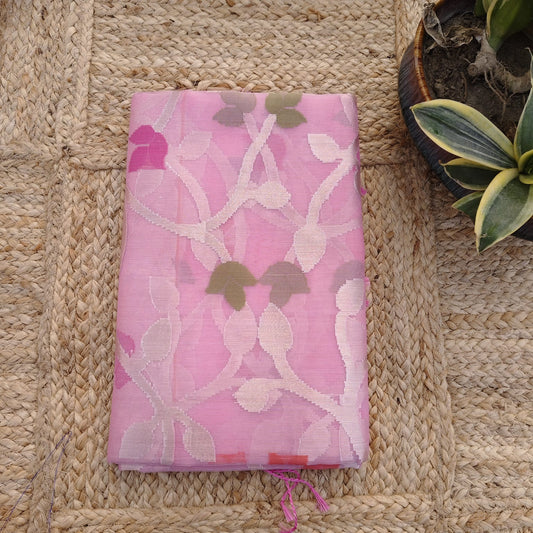 Organza Muslin Jamdani-Pink