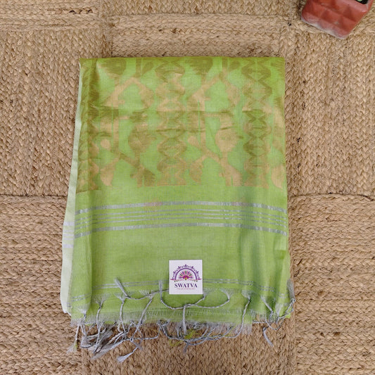 Tissue Linen Jamdani - Apple Green