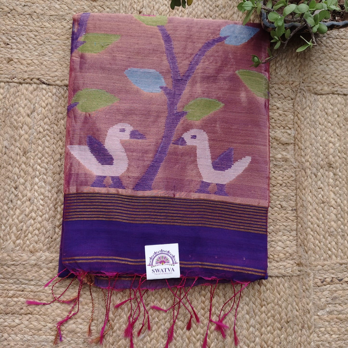 Muslin Jamdani Paithani-Purple