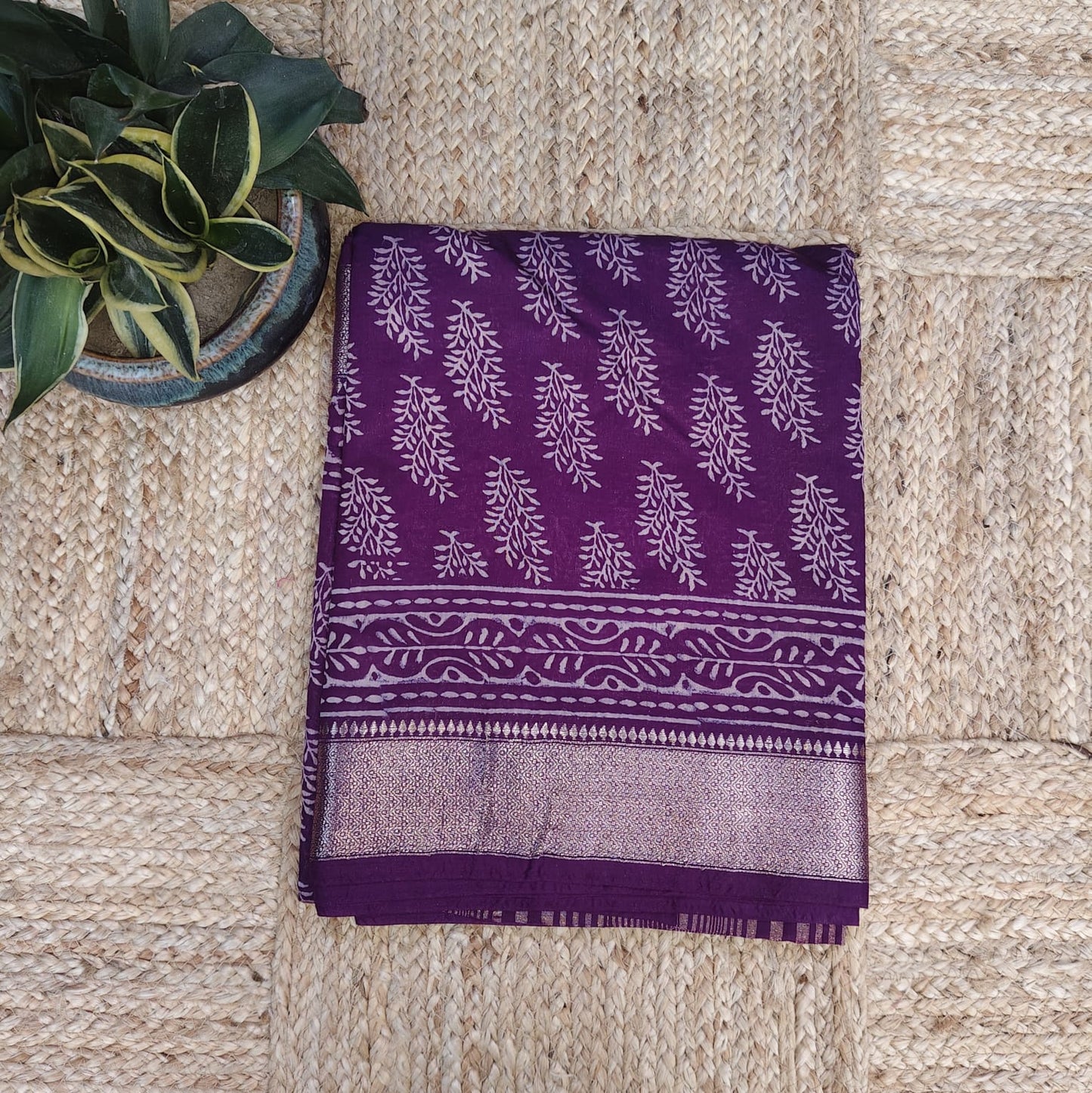 Block Print Silk, Purple
