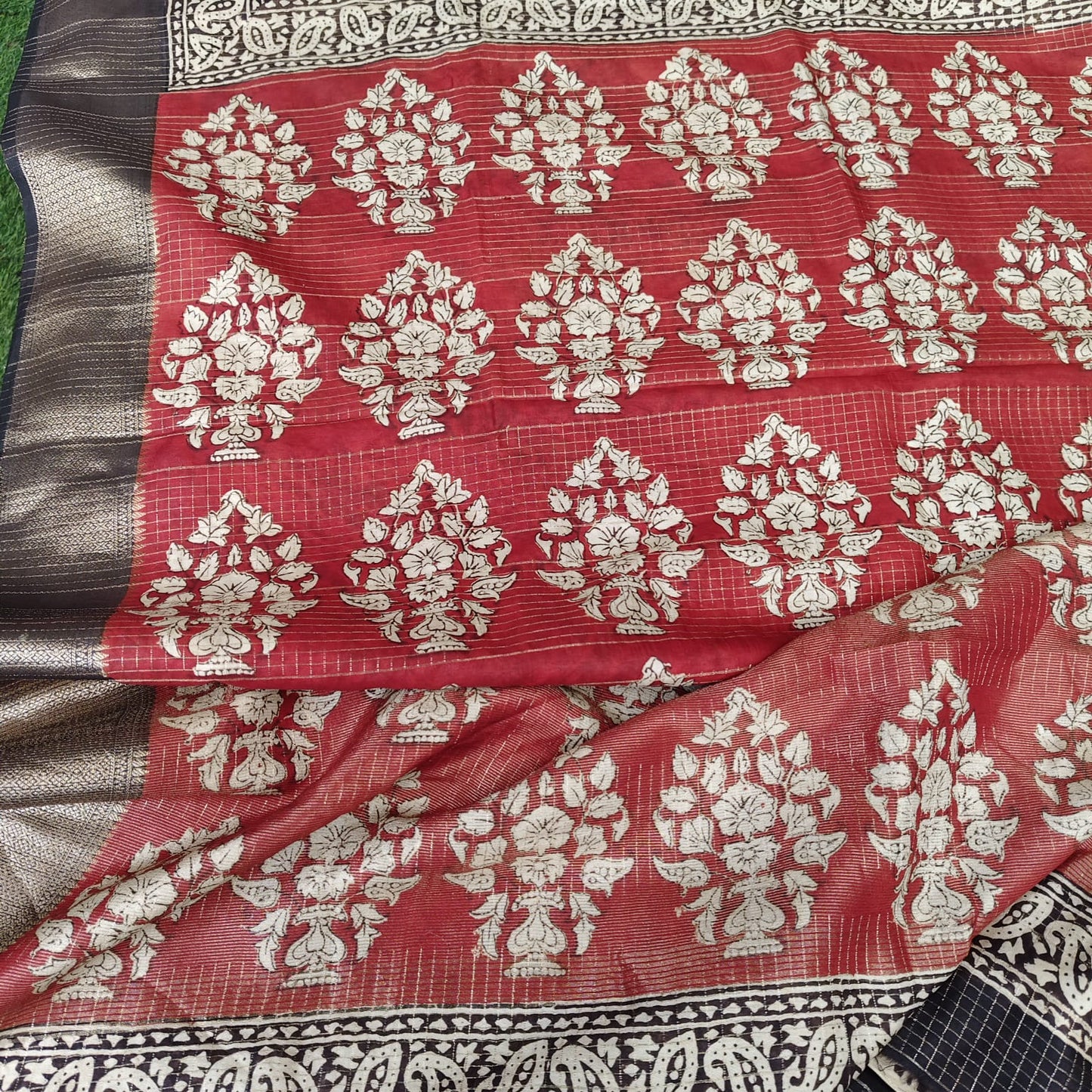 Russian Silk Block Print Black-01