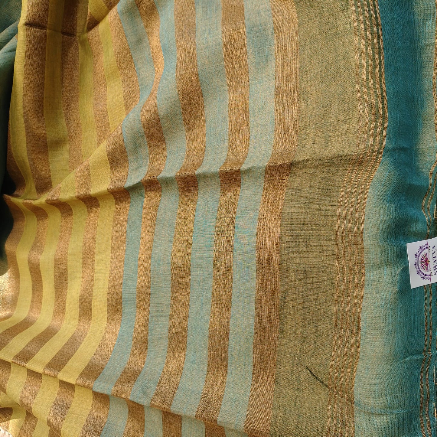 Tissue Linen Striped Aachal, Green
