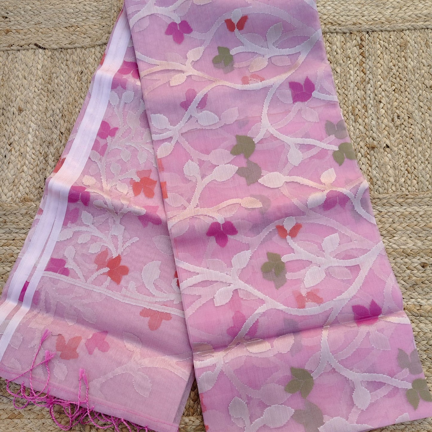 Organza Muslin Jamdani-Pink