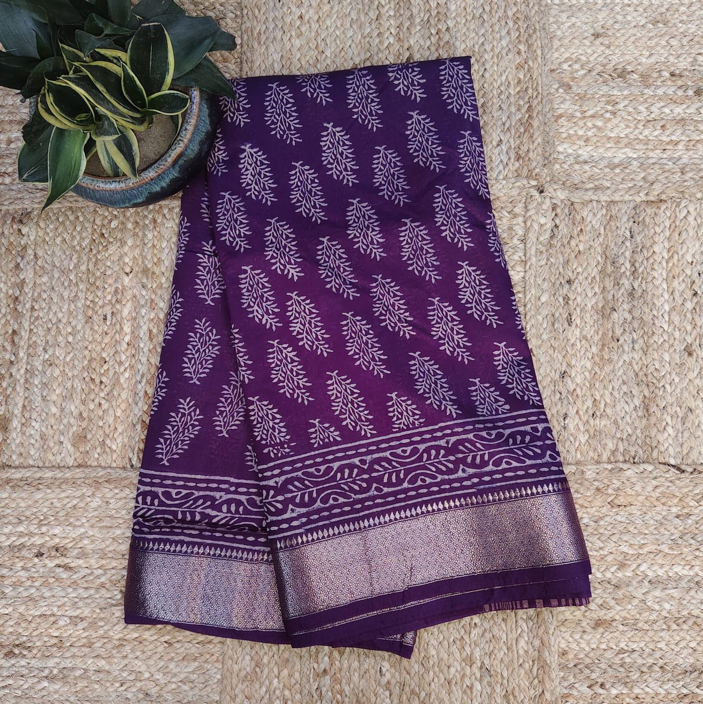 Block Print Silk, Purple
