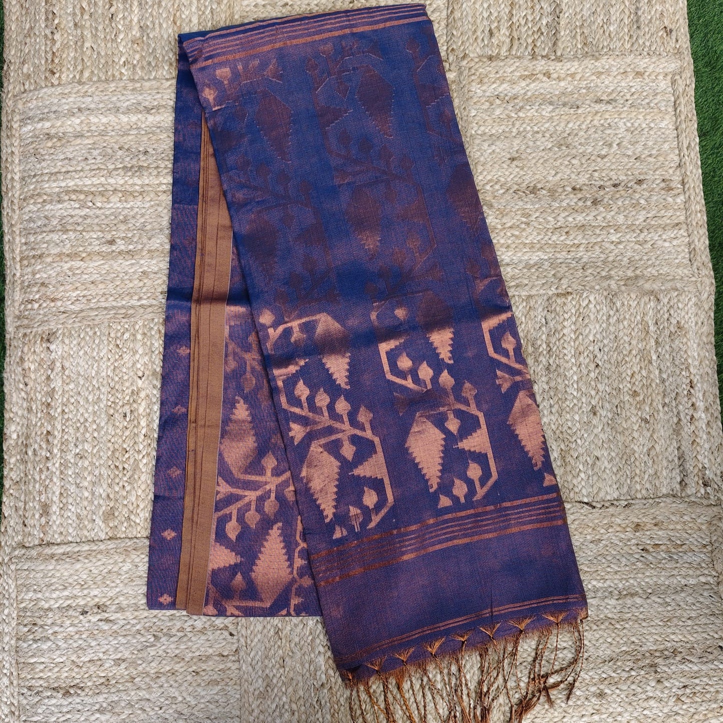 Tissue Jamdani, Peacock Blue