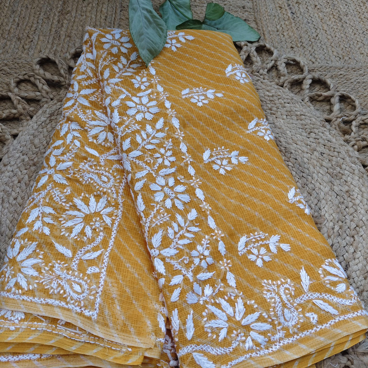 Lahariya Chikankari - Yellow