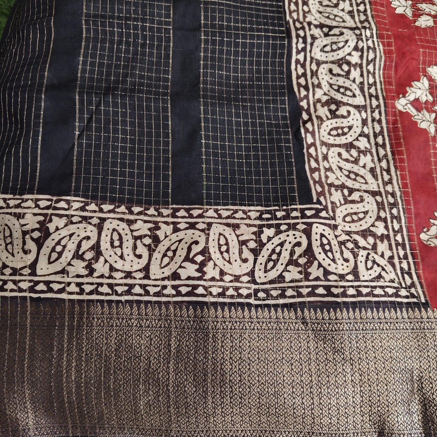 Russian Silk Block Print Black-01