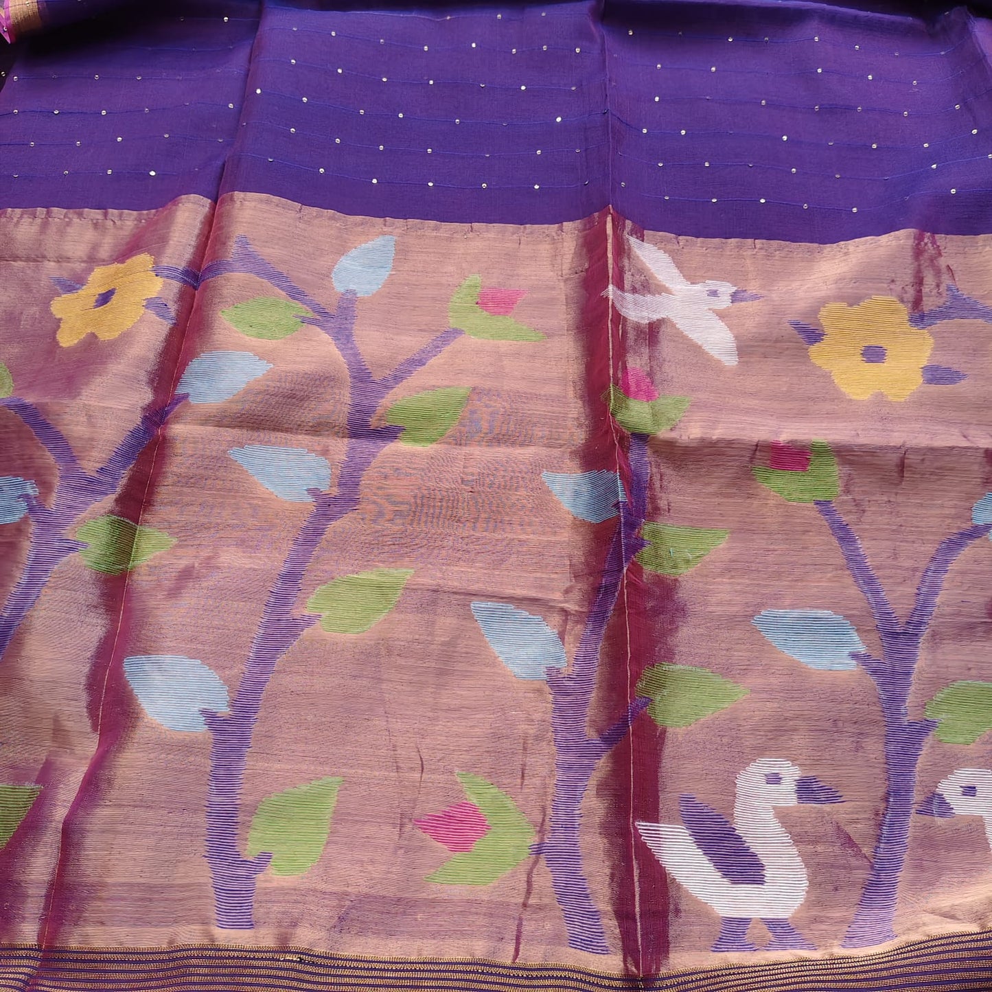 Muslin Jamdani Paithani-Purple
