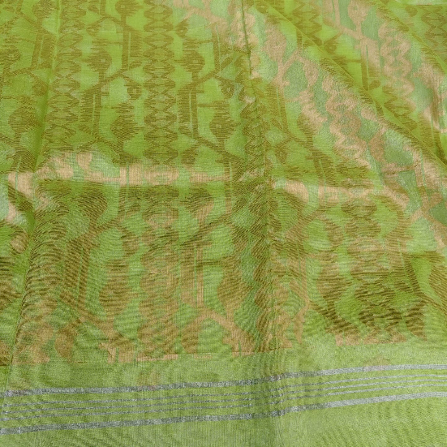 Tissue Linen Jamdani - Apple Green