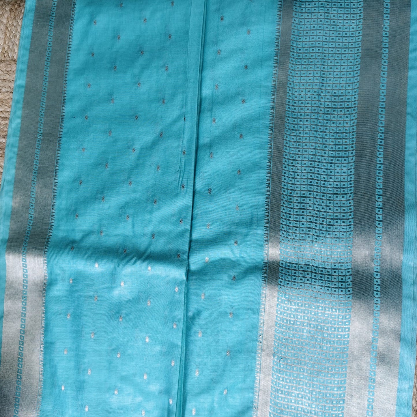 Blended Tussar Silk-Aqua Blue