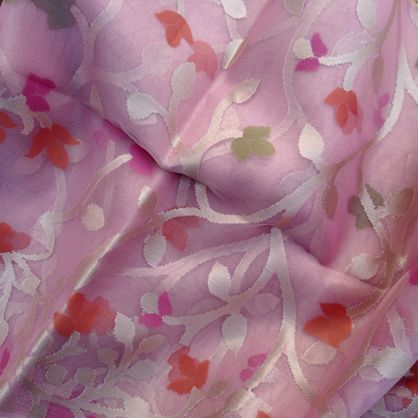 Organza Muslin Jamdani-Pink