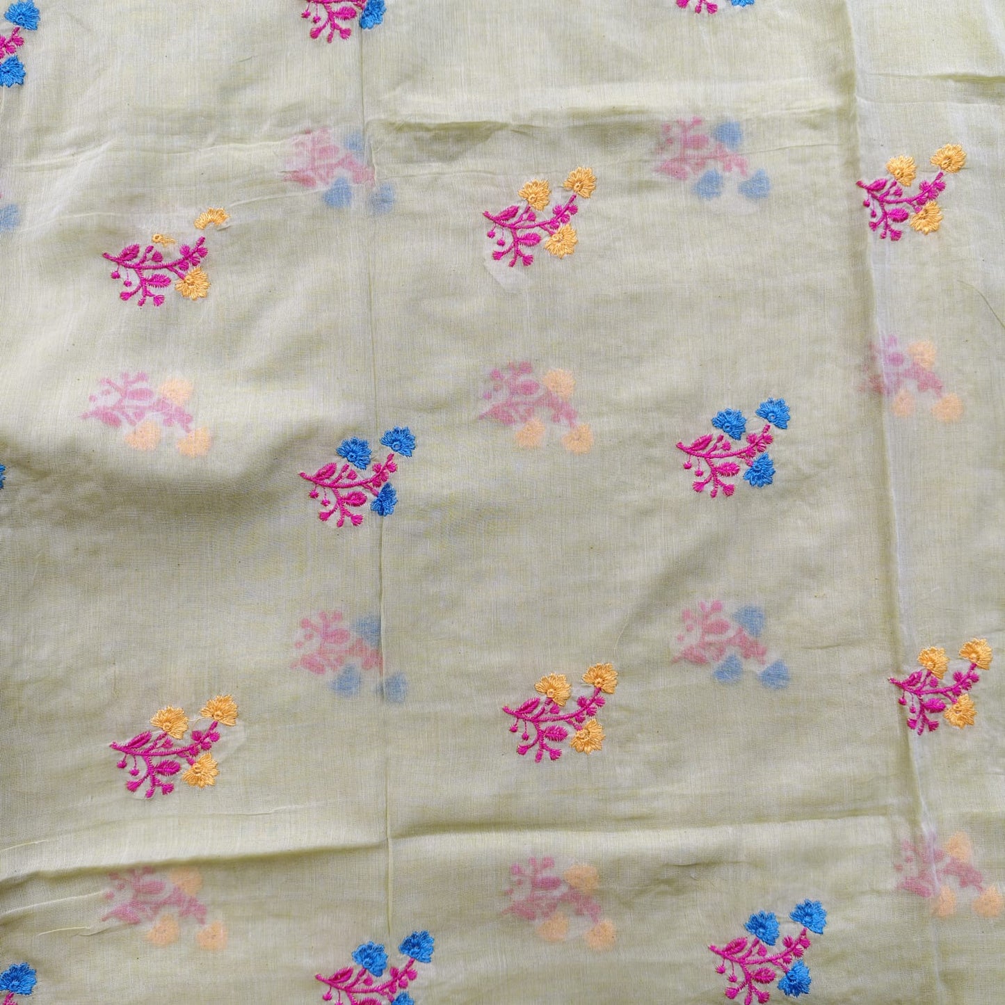 Mul Cotton Embroidery - Pista Green