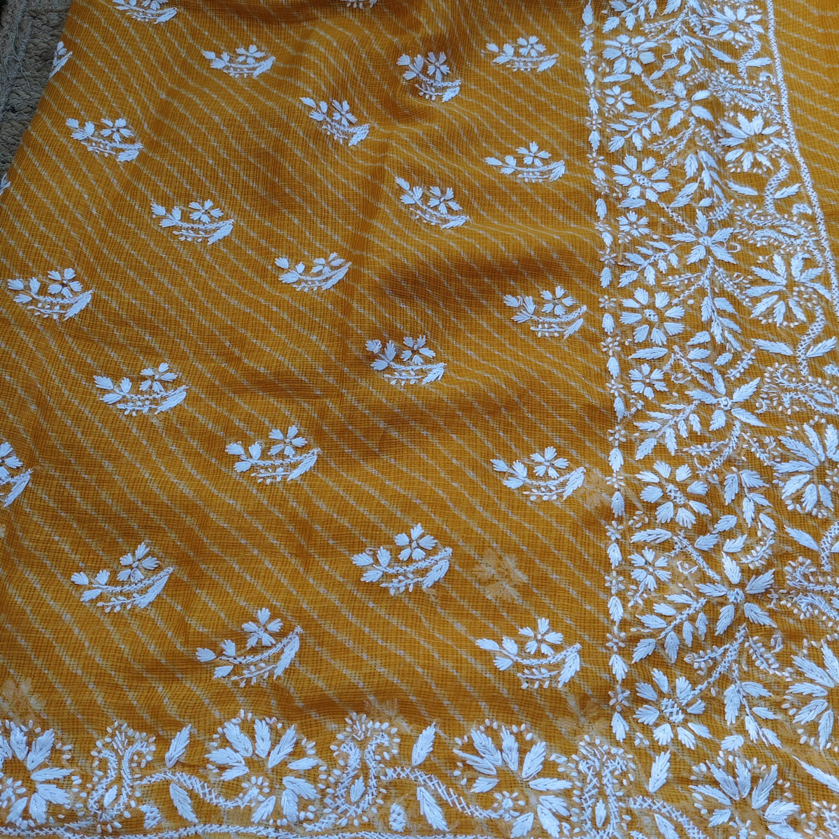 Lahariya Chikankari - Yellow