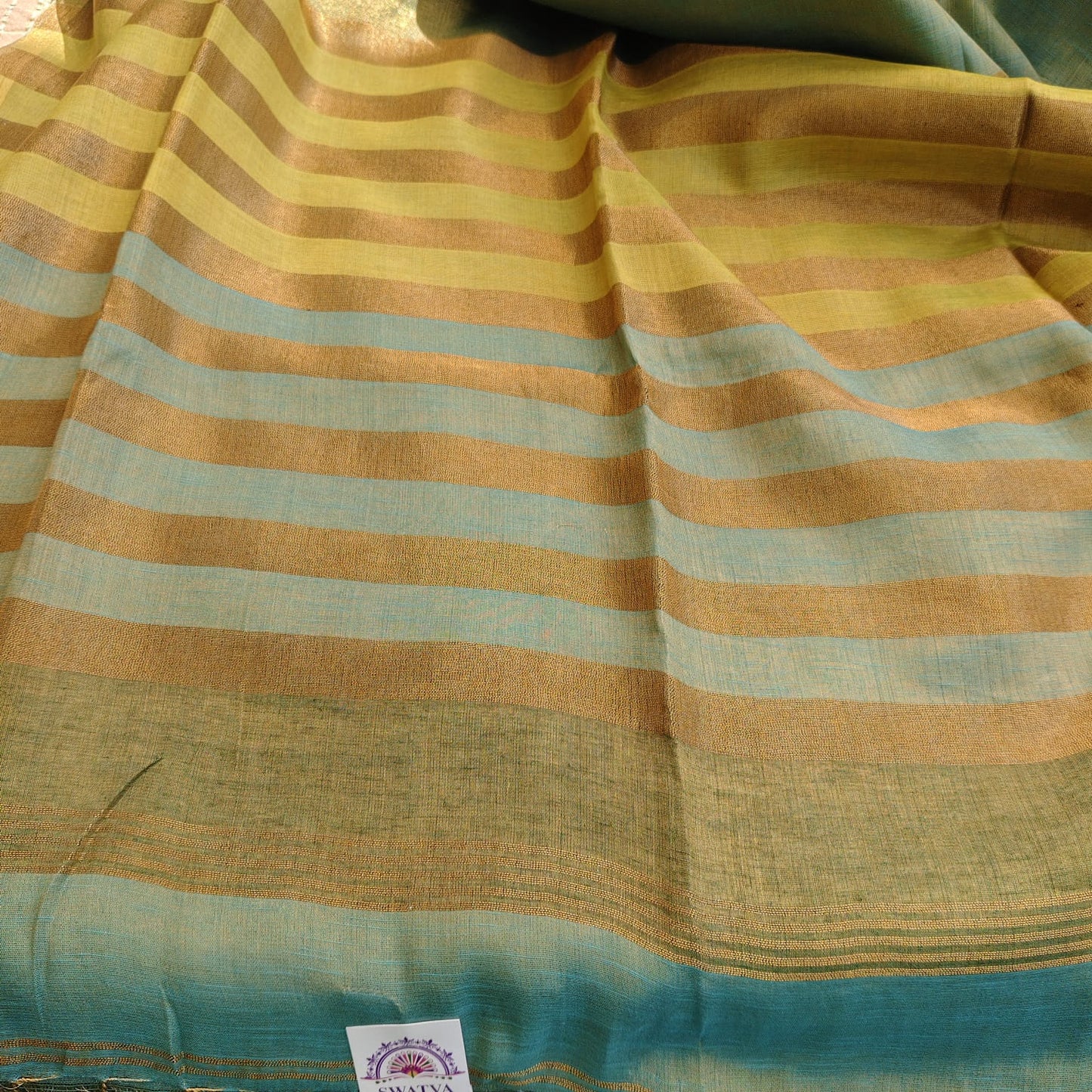 Tissue Linen Striped Aachal, Green