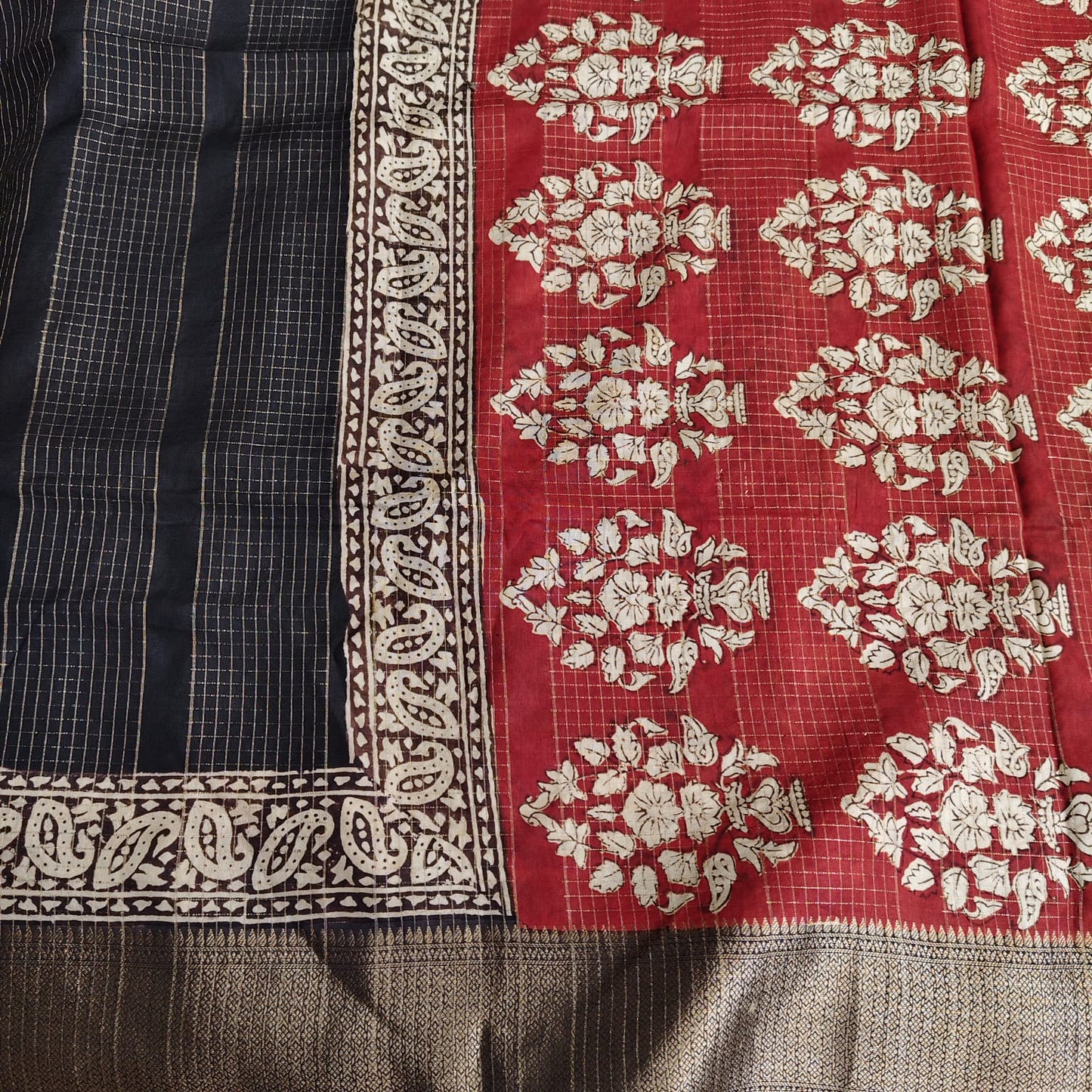 Russian Silk Block Print Black-01