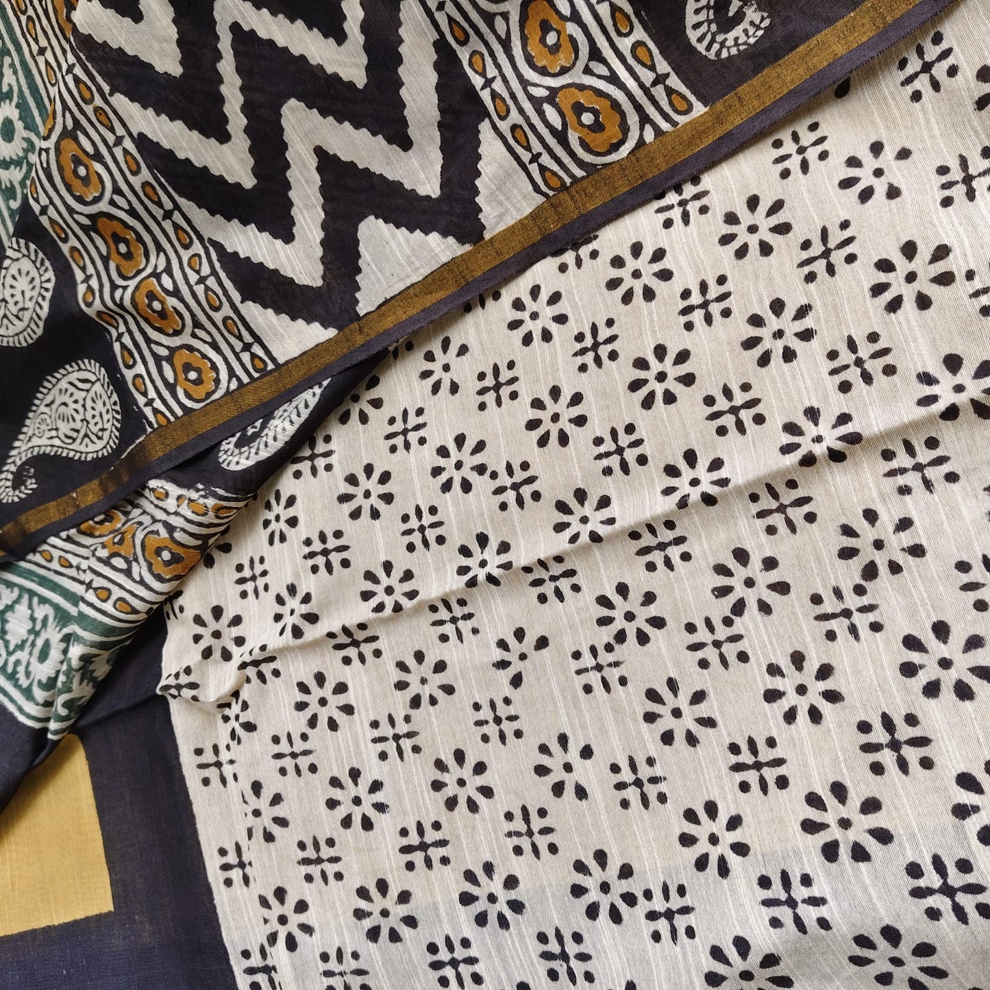 Dabu Print Mustard Chanderi