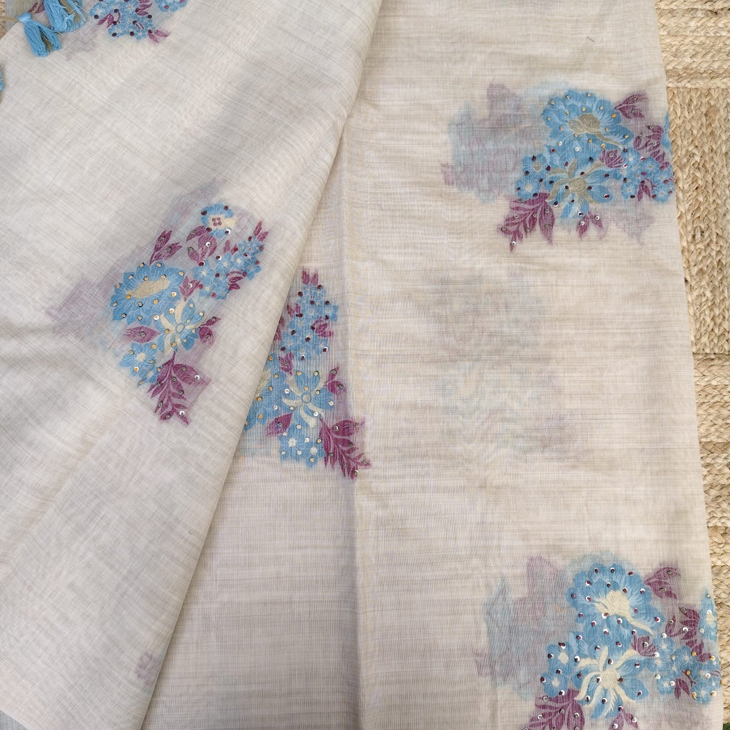 Munga Linen Jamdani Blue