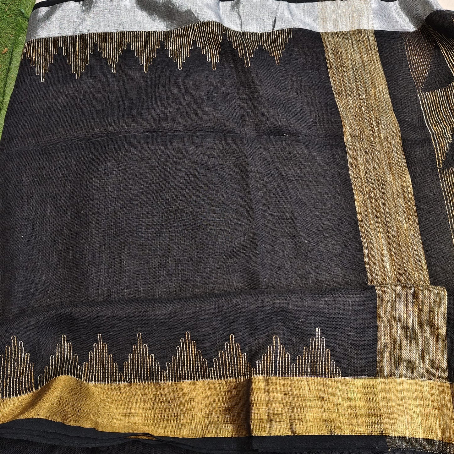 Handwoven Pure Linen by Linen - Black Gold