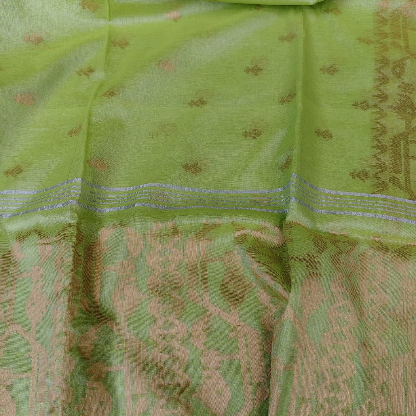 Tissue Linen Jamdani - Apple Green