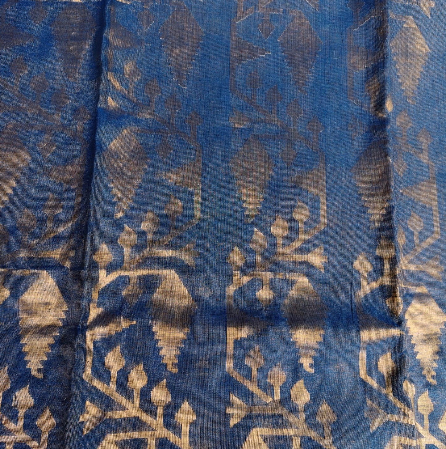 Tissue Jamdani, Peacock Blue