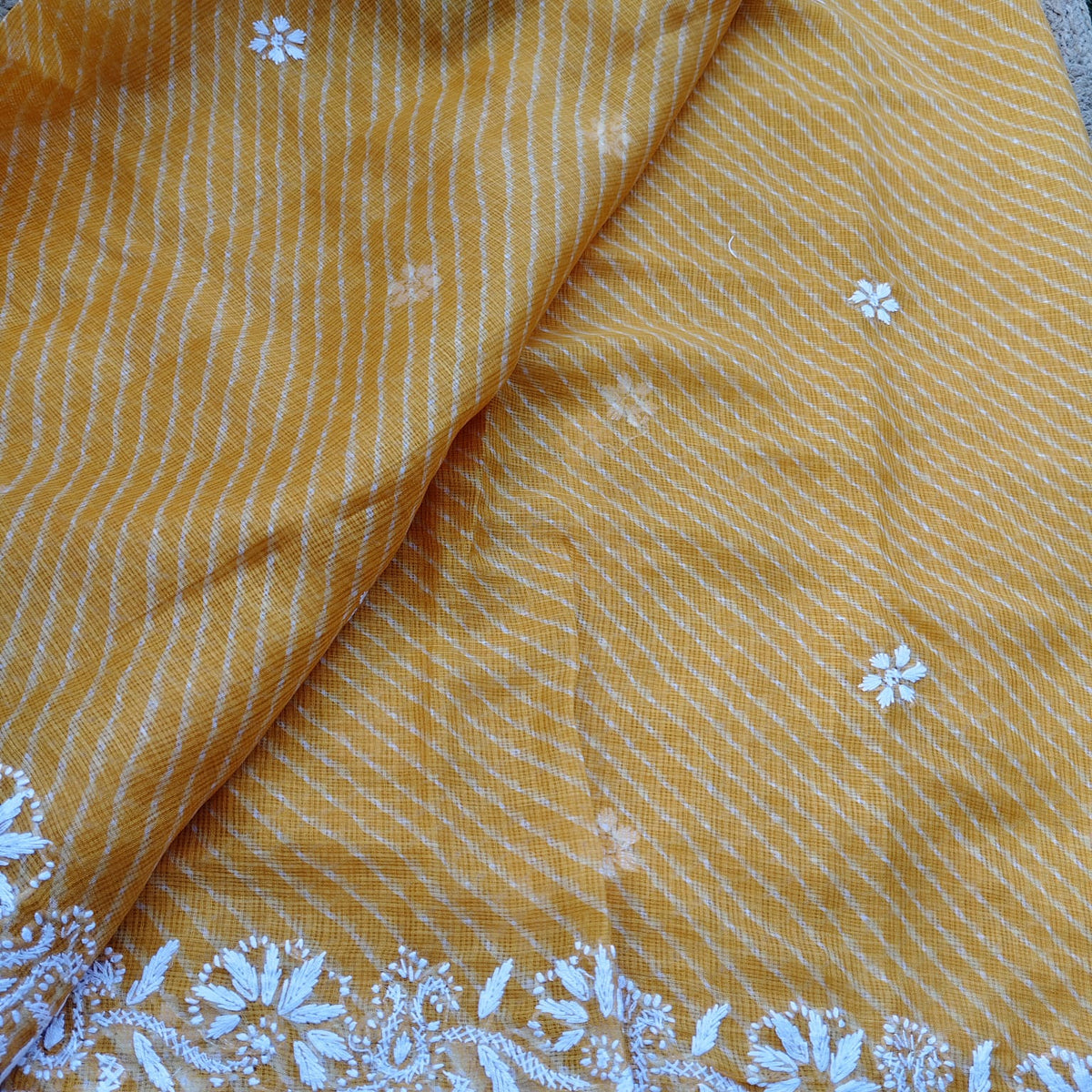 Lahariya Chikankari - Yellow