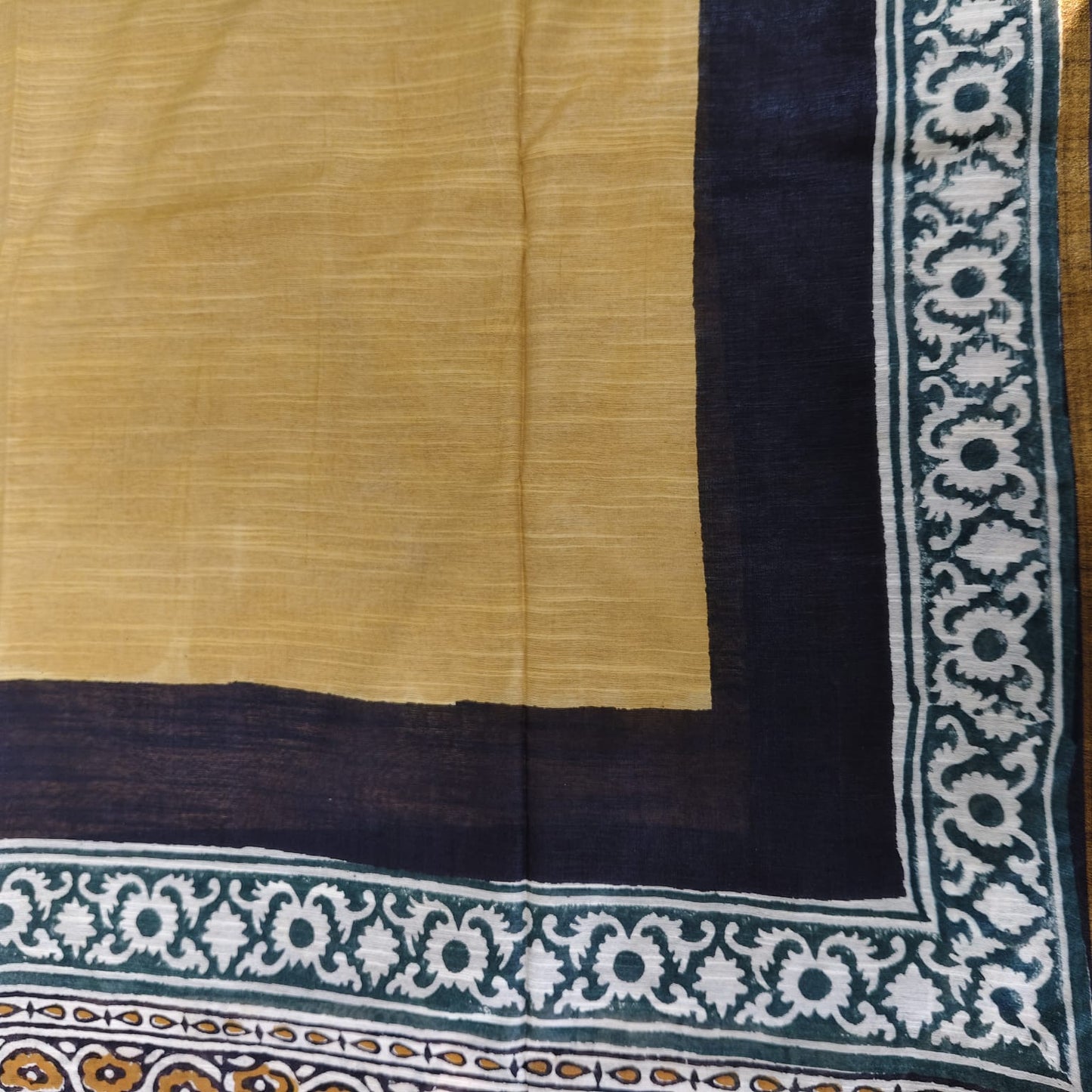 Dabu Print Mustard Chanderi