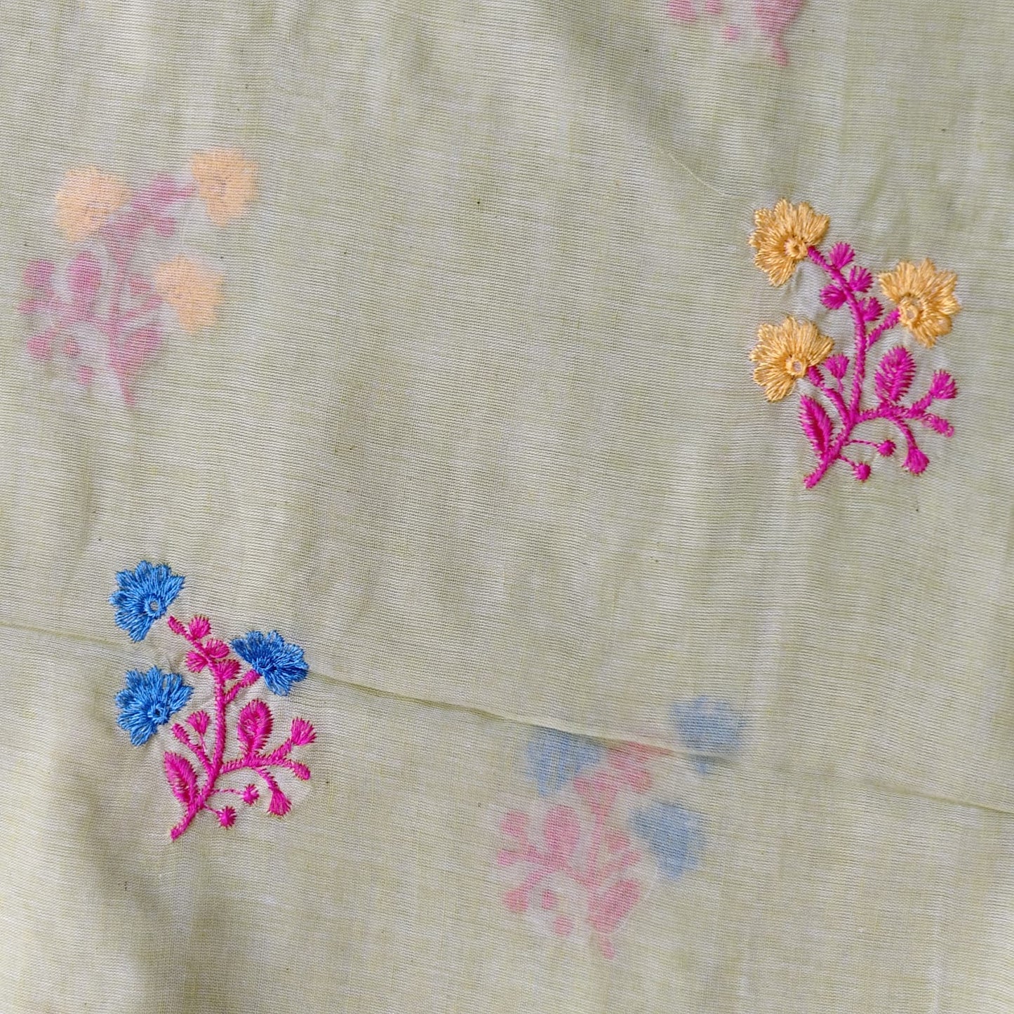 Mul Cotton Embroidery - Pista Green