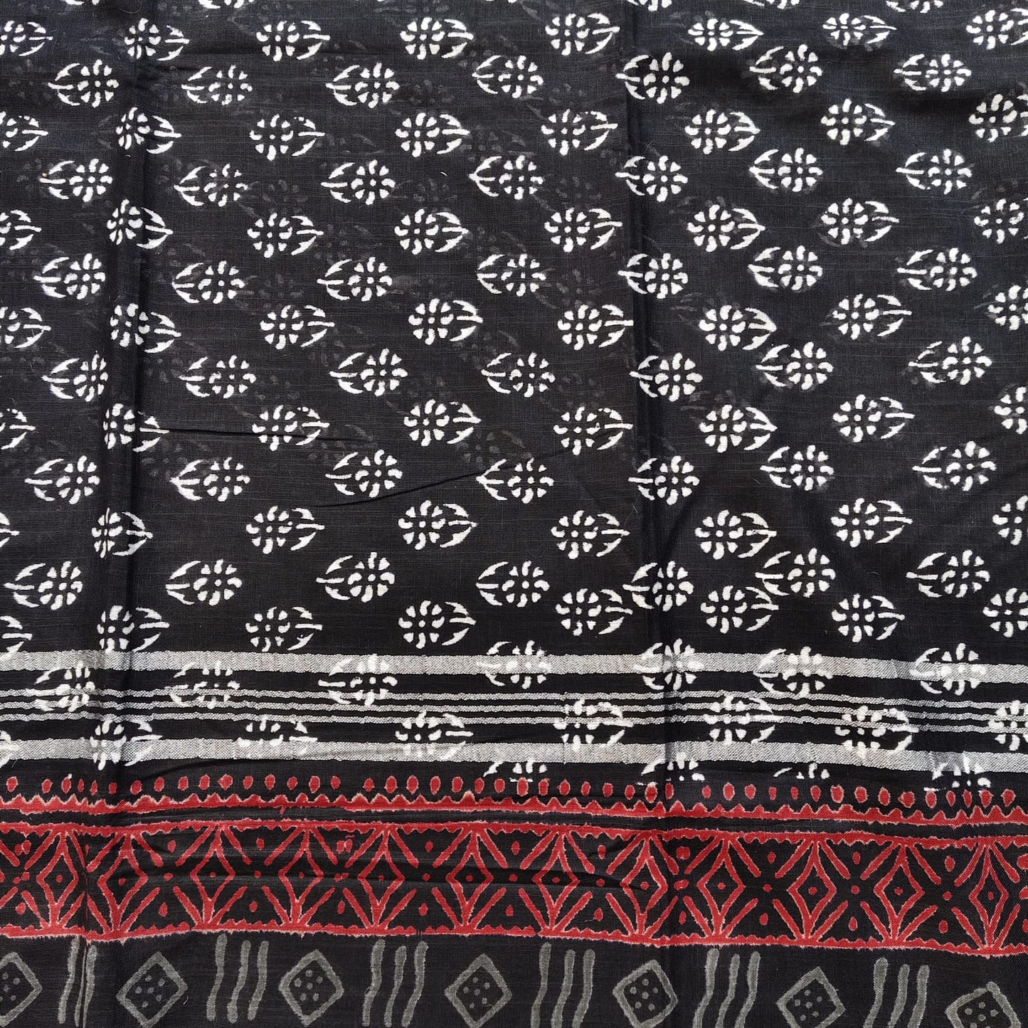 Black Block Print Linen Cotton- 07