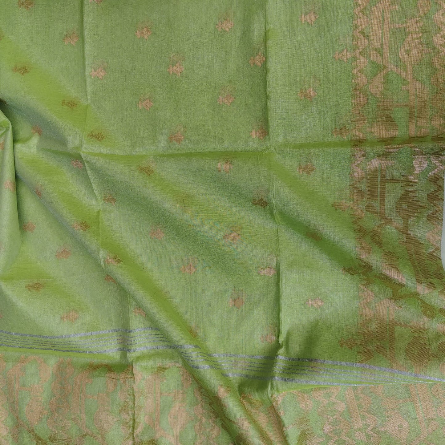 Tissue Linen Jamdani - Apple Green