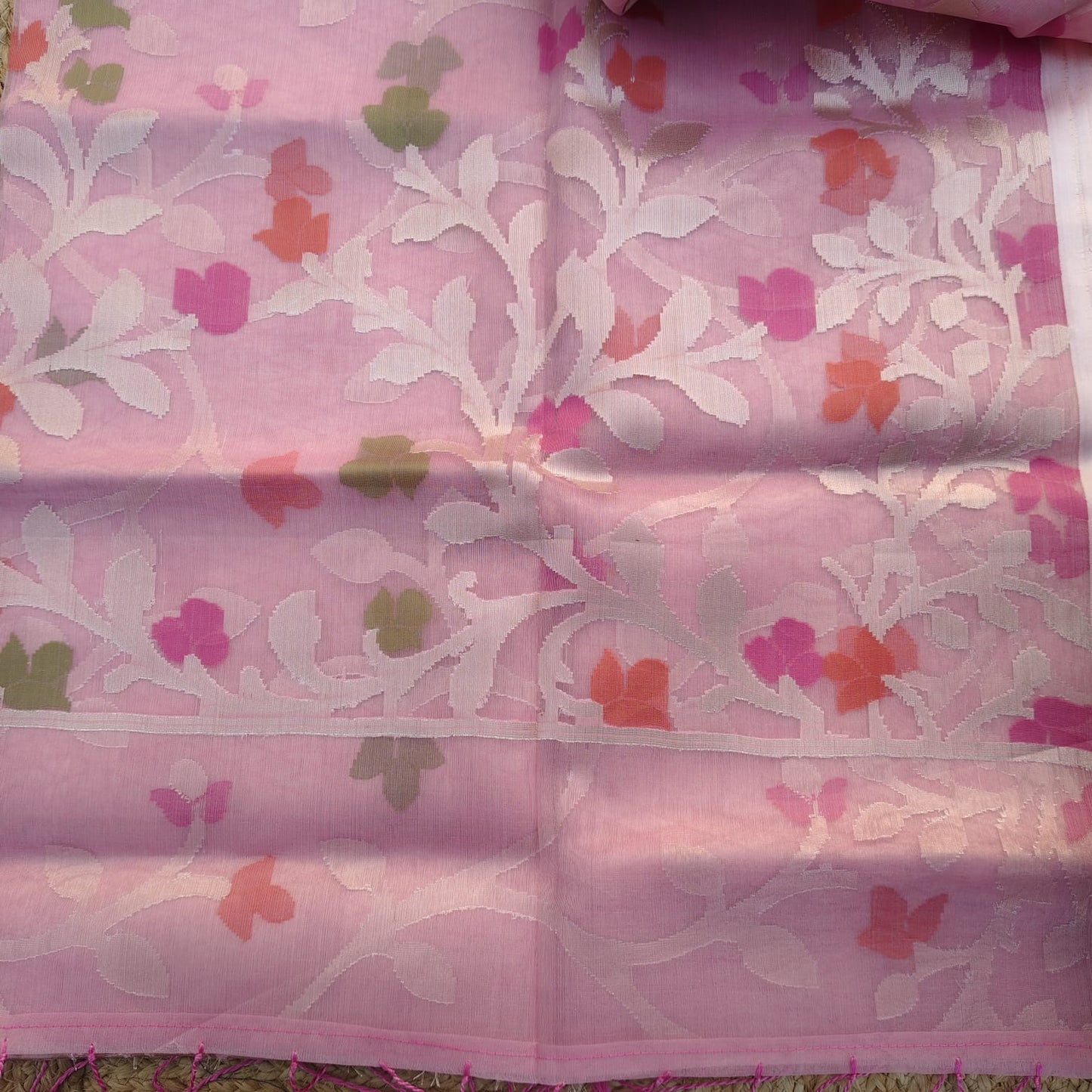 Organza Muslin Jamdani-Pink