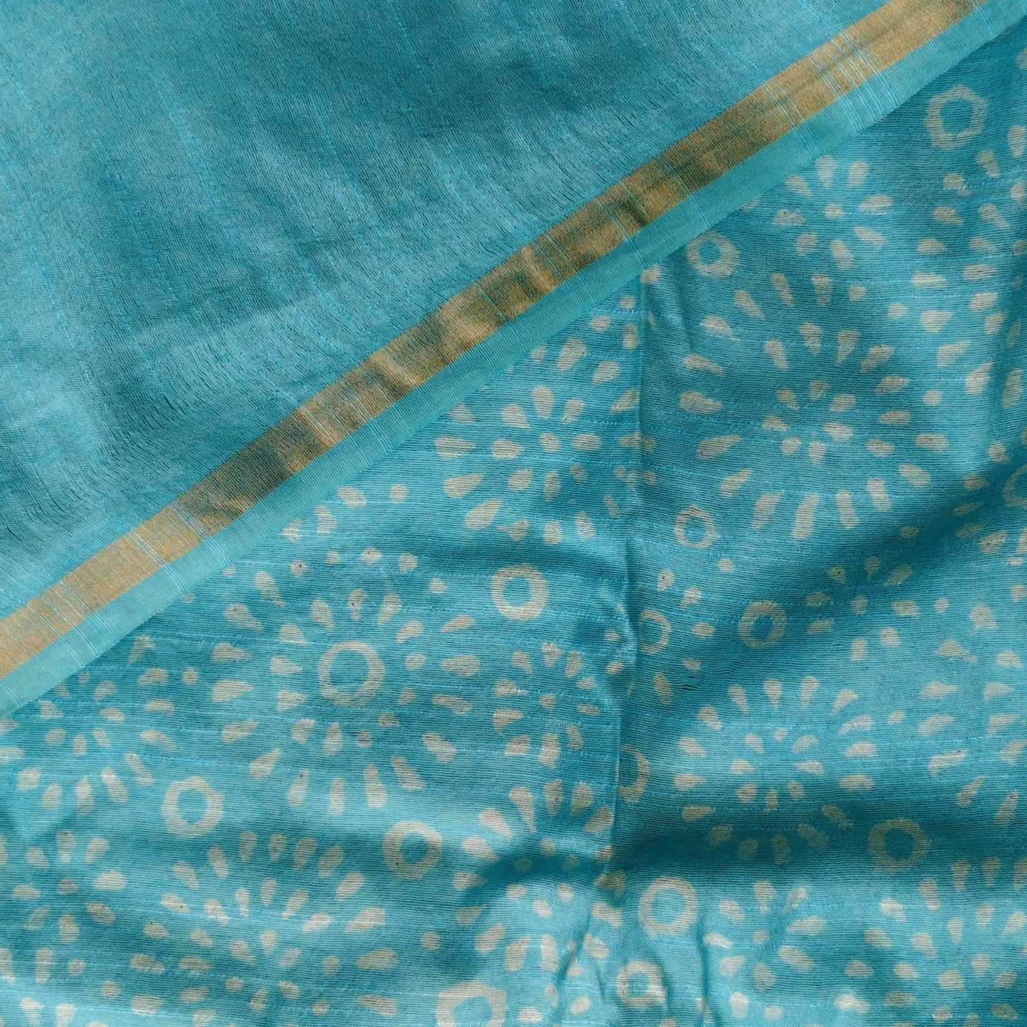Block Print Chanderi Cotton -Firozi Blue
