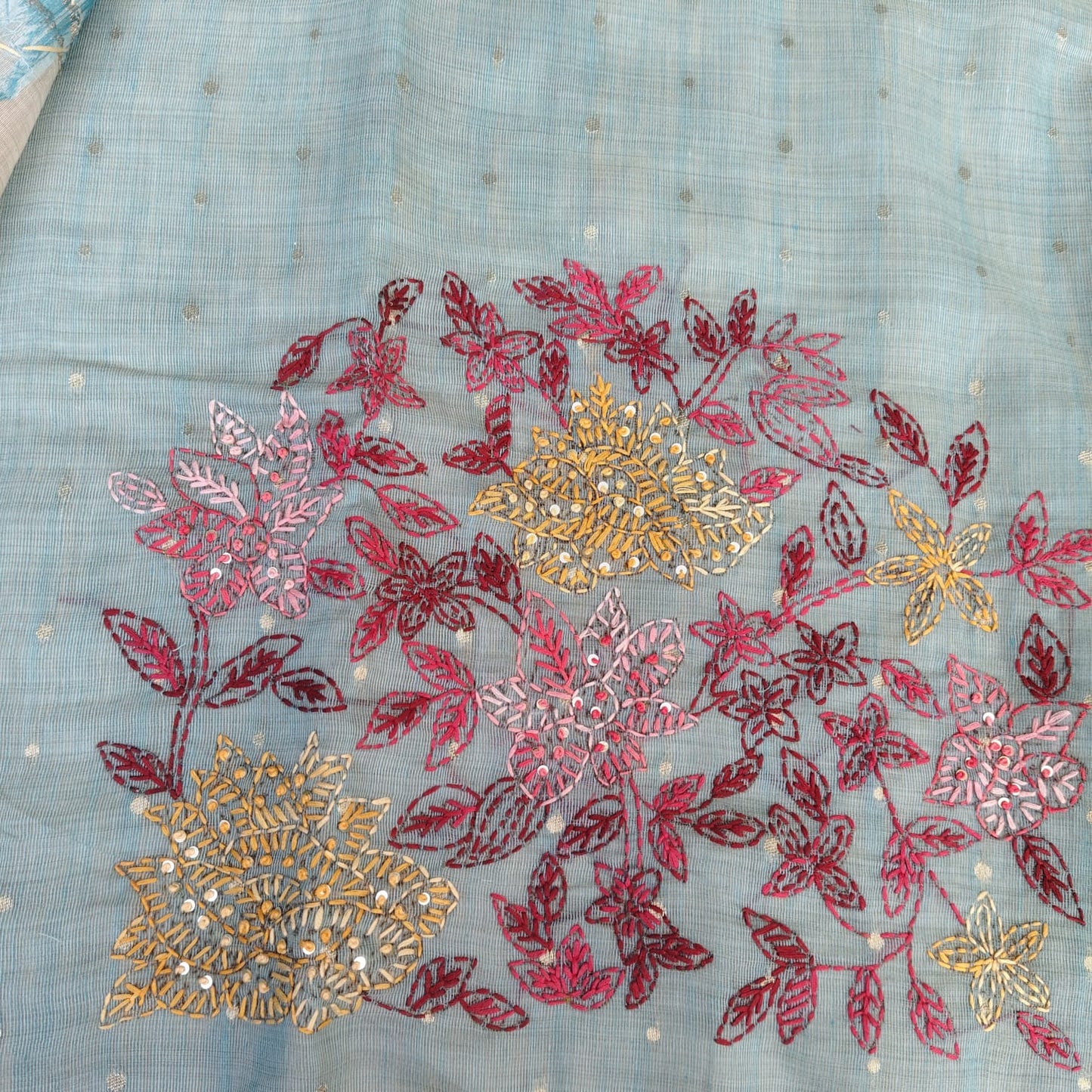 Munga Linen Jamdani Blue