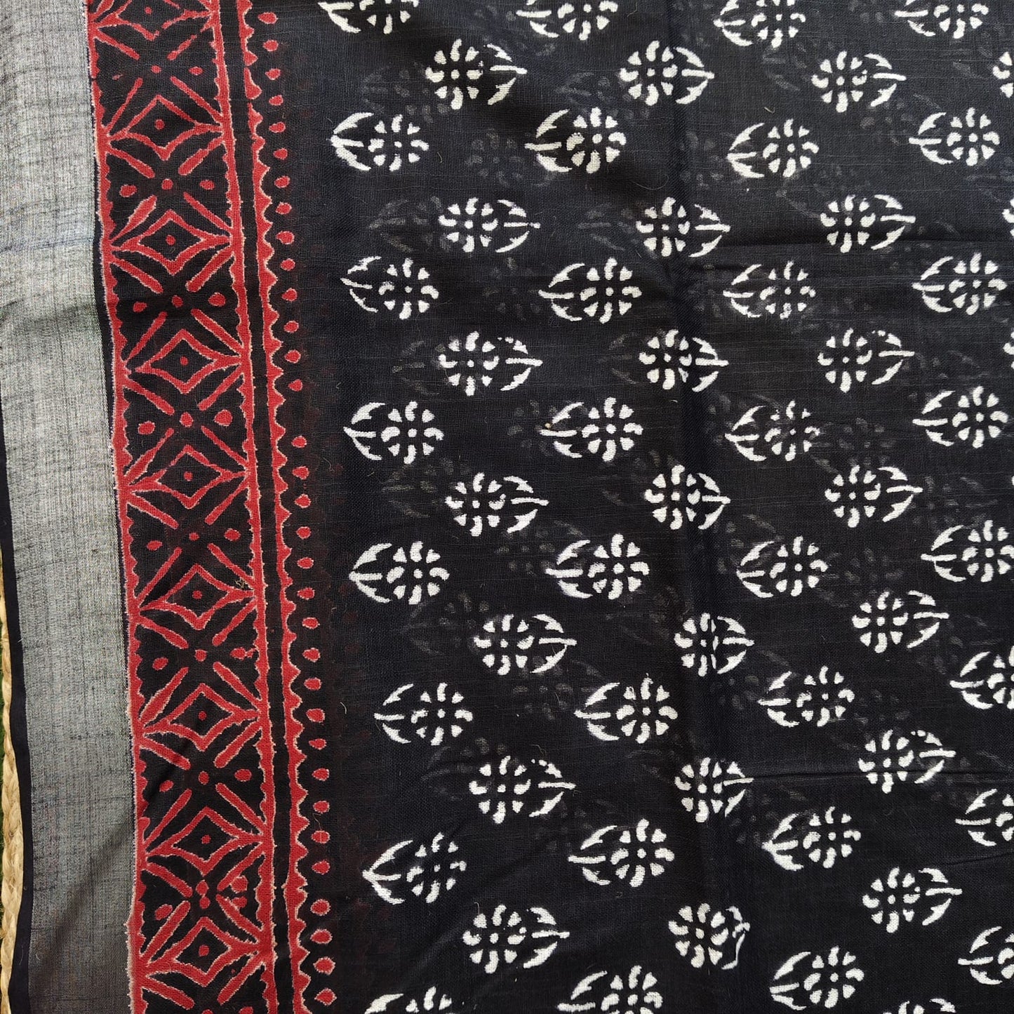 Black Block Print Linen Cotton- 07