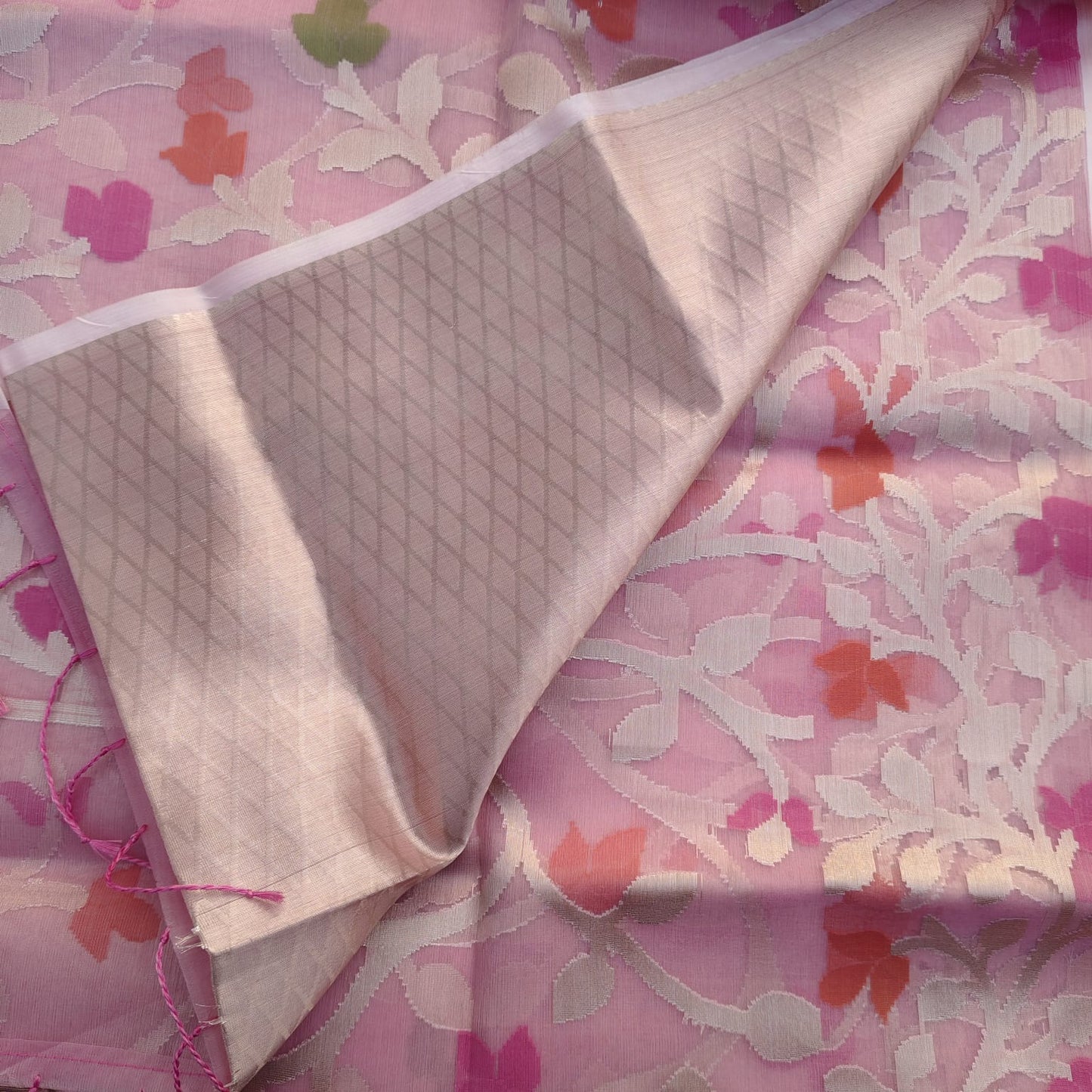 Organza Muslin Jamdani-Pink