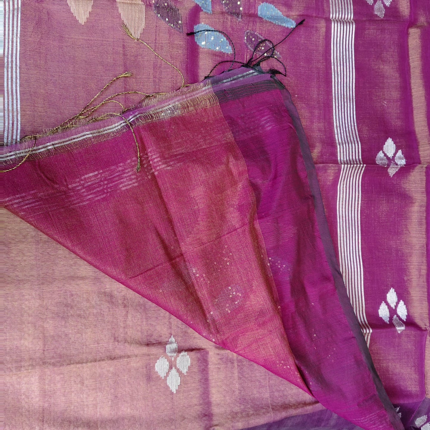 Tissue Muslin Jamdani- Dark Berry Purple