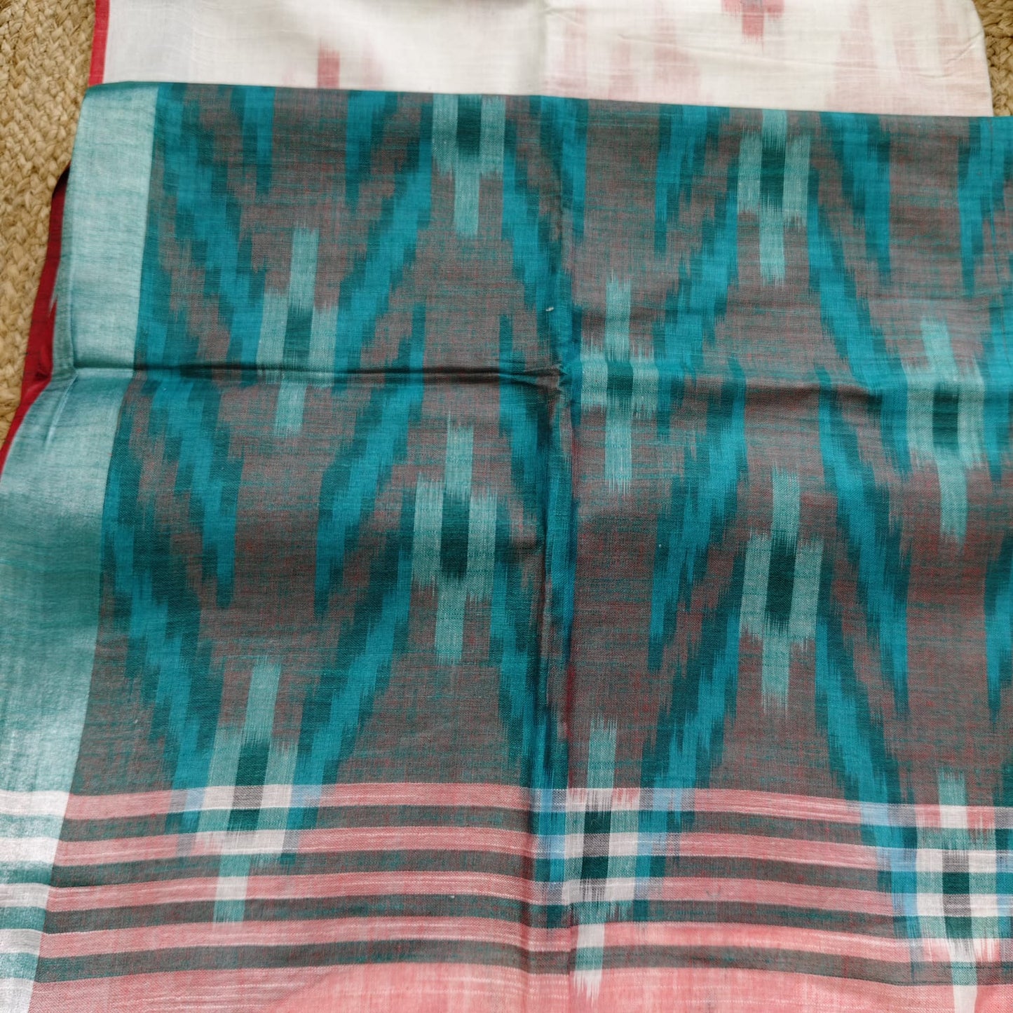 Ikkat Cotton Linen- White