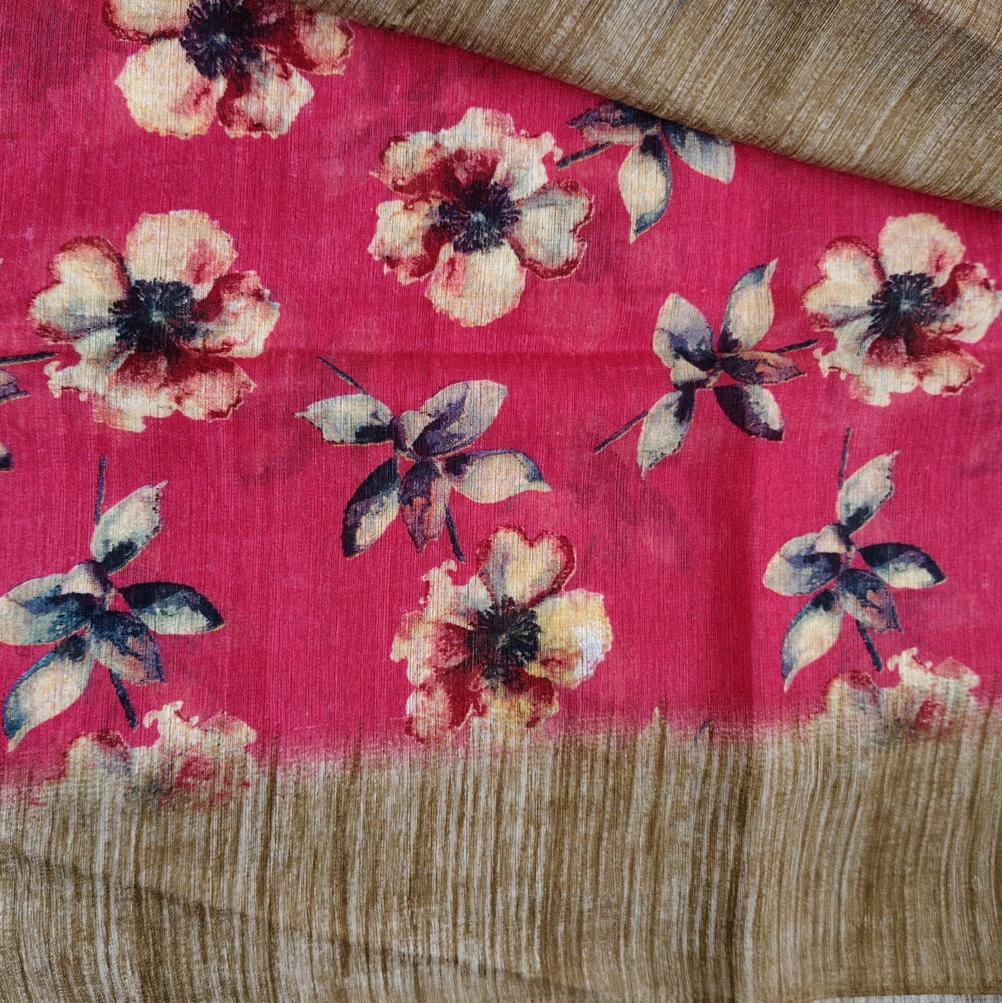 Jute Cotton-Floral pink