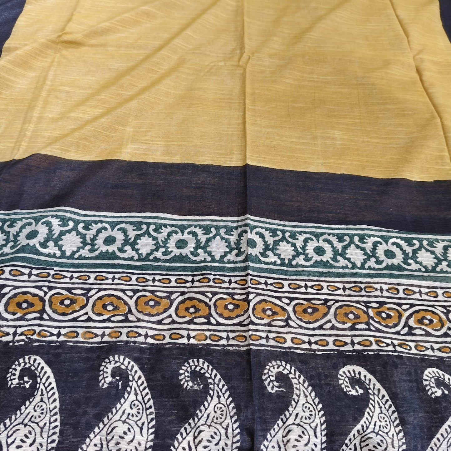 Dabu Print Mustard Chanderi