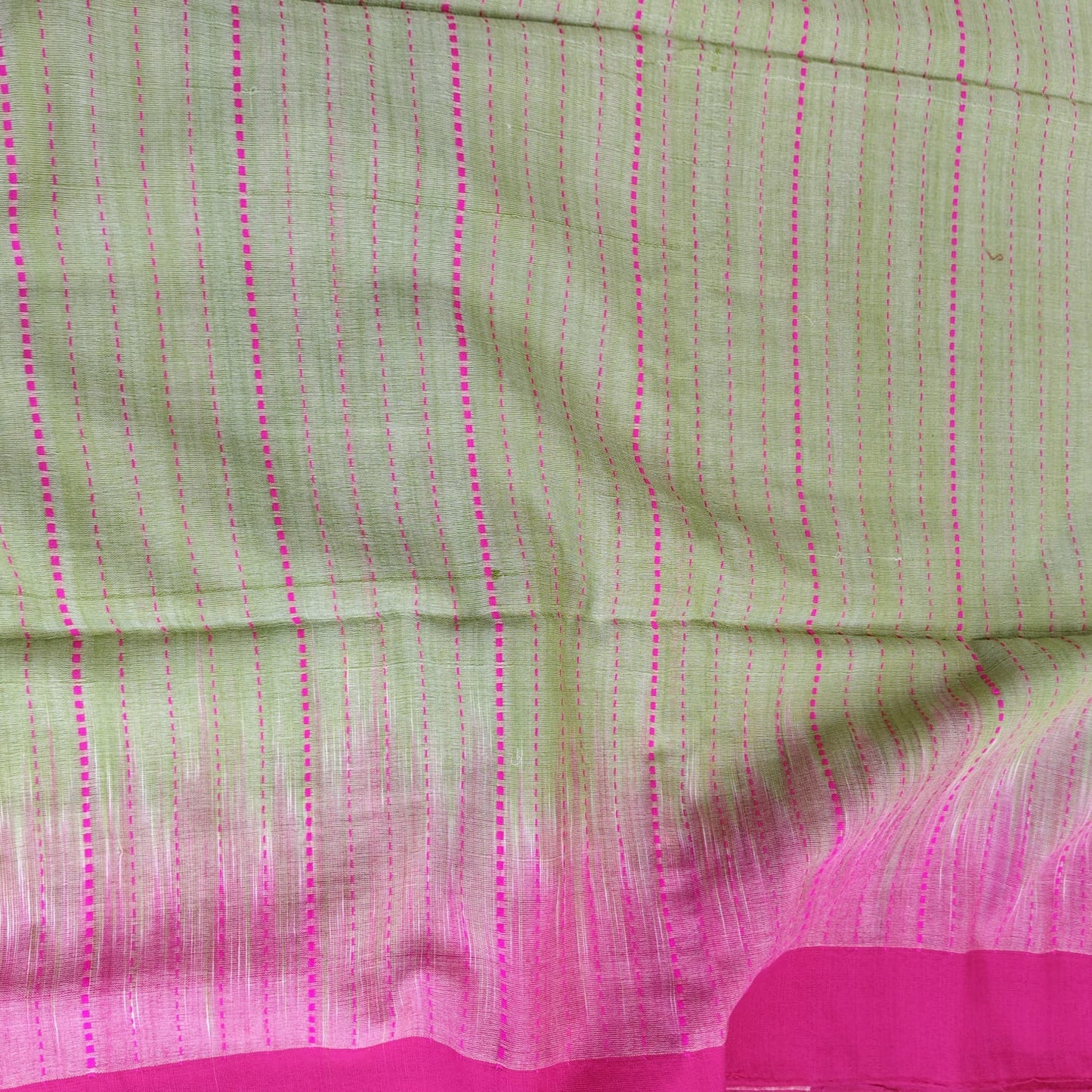 Handwoven Bengal Cotton -Green n Pink