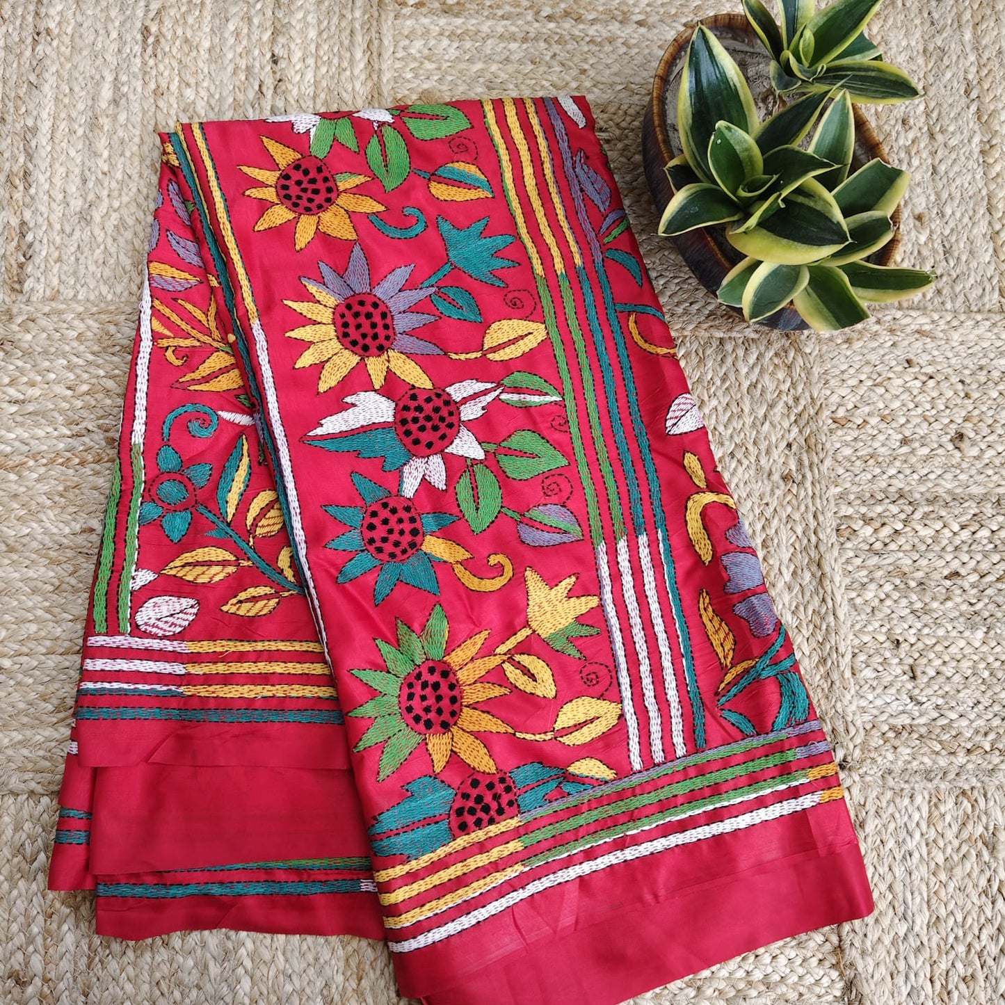 Kantha Stitch-Vermilion