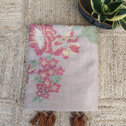 Munga Linen Jamdani Rust