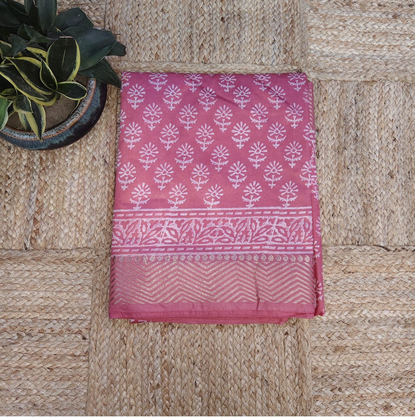 Block Print Silk, Pink