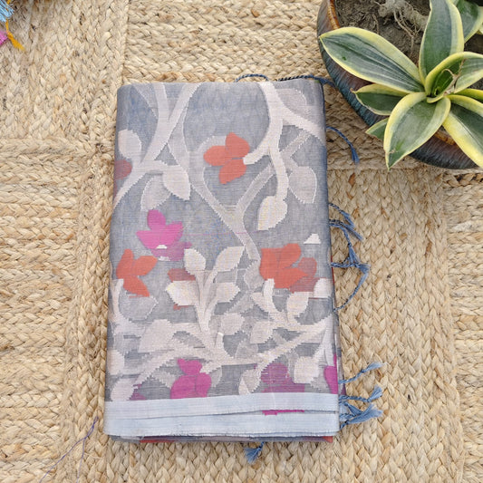 Organza Muslin Jamdani- Grey