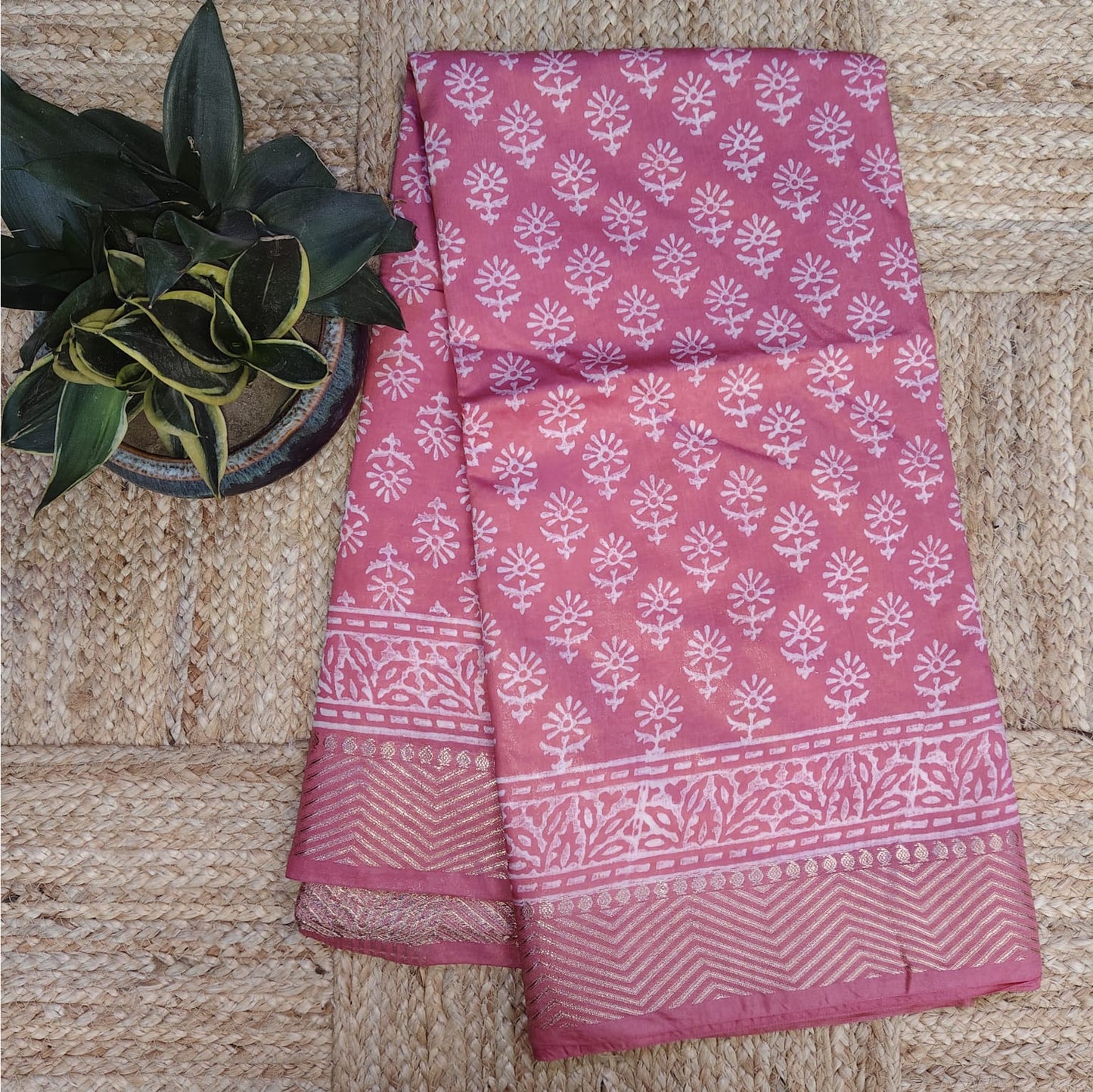 Block Print Silk, Pink