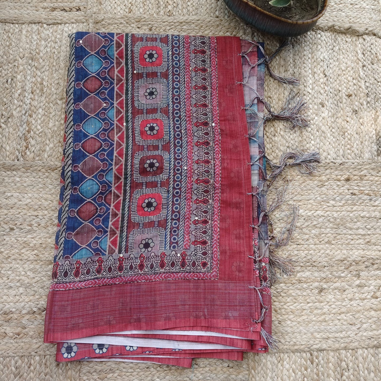 Red Digital Printed Linen