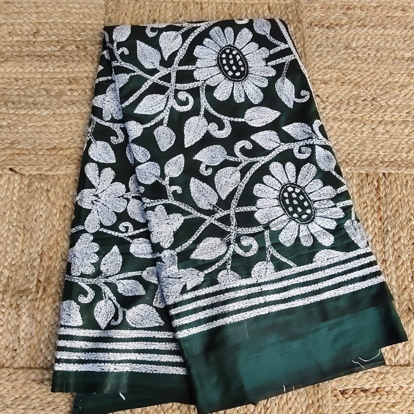 Kantha Stitch-Bottle Green