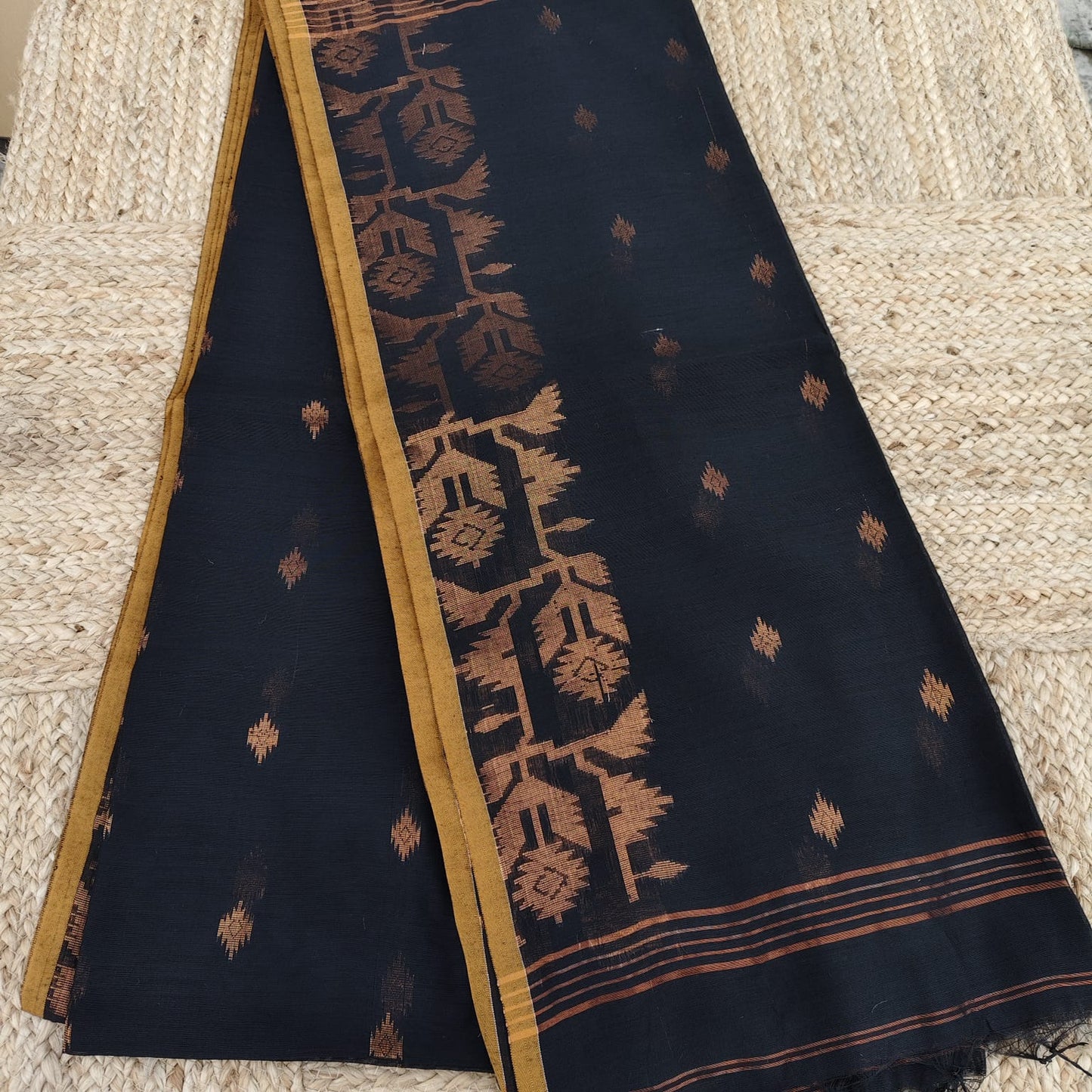 Handloom Cotton Jamdani -Black