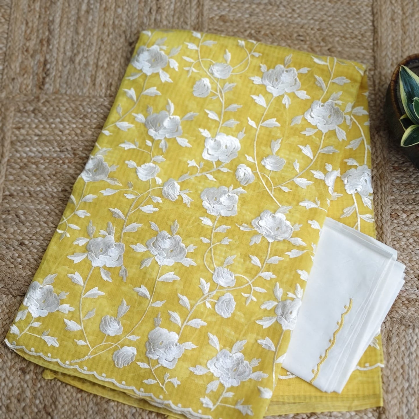 Yellow Parsi Embroidery